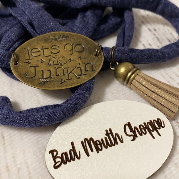 LET'S GO JUNKIN Handmade Hand Stamped Upcycled Wrap Bracelet - Picture 2 of 3